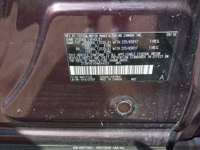 Toyota Rav4 Xle 2017 2T3RFREV0HW544553 Image 9