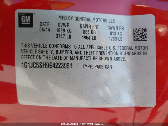 Chevrolet Sonic Lt Auto 2014 1G1JC5SH9E4223951 Image 9