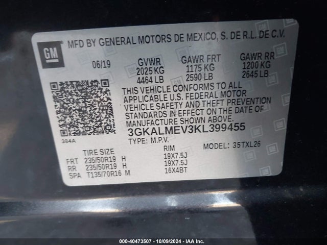 GMC Terrain Sle 2019 3GKALMEV3KL399455 Image 9