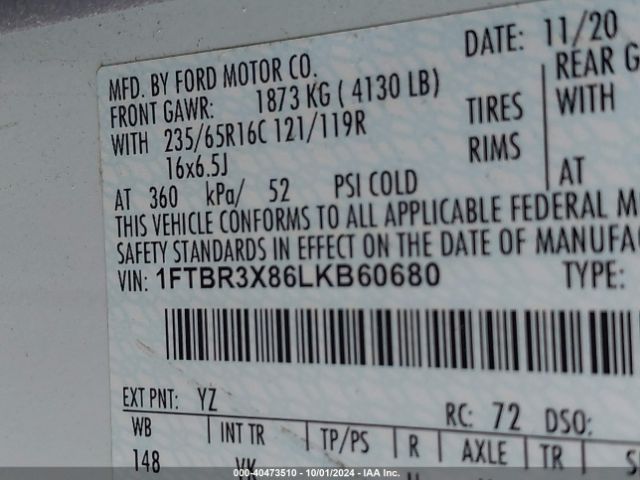1FTBR3X86LKB60680 Ford Transit-250 Cargo Van