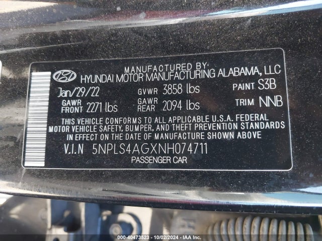 Hyundai ELANTRA SEL 2022 5NPLS4AGXNH074711 Image 9