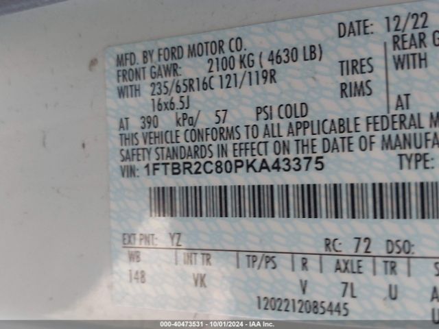 1FTBR2C80PKA43375 Ford Transit-250 Cargo Van