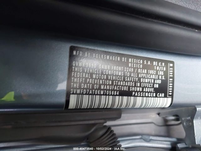 3VWFD7AT0KM705684 Volkswagen Beetle 2.0t Final Edition Se/2.0t Final Edition Sel/2.0t S
