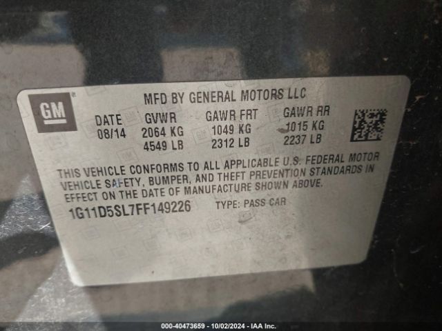 1G11D5SL7FF149226 Chevrolet MALIBU 2LT