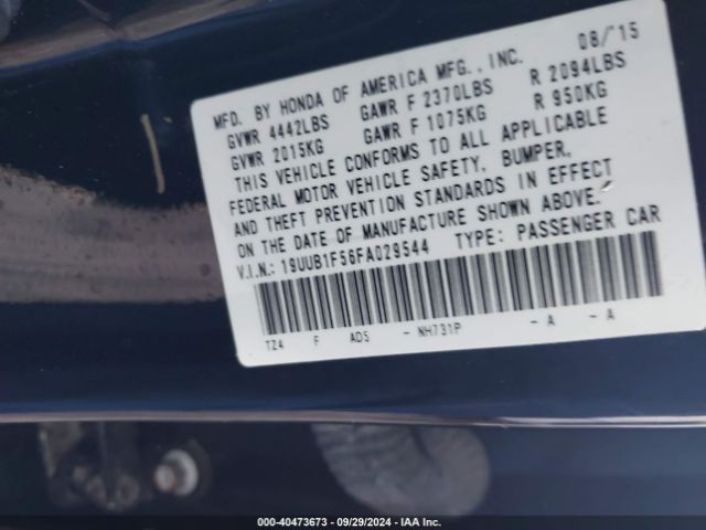 19UUB1F56FA029544 Acura TLX TECH