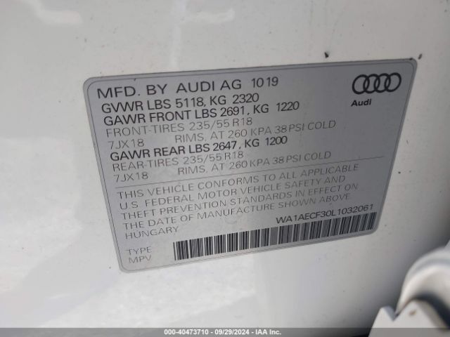 WA1AECF30L1032061 Audi Q3 Premium 45 Tfsi Quattro Tiptronic