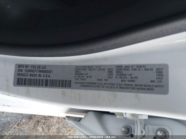 1C6RREFT7MN660421 RAM 1500 Big Horn  4x2 5'7 Box
