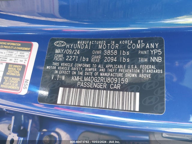 Hyundai ELANTRA SEL 2024 KMHLM4DG2RU809159 Image 9
