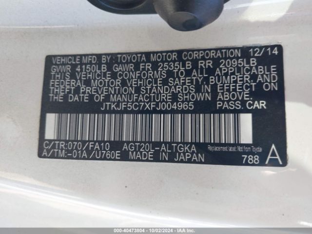 JTKJF5C7XFJ004965 Scion TC