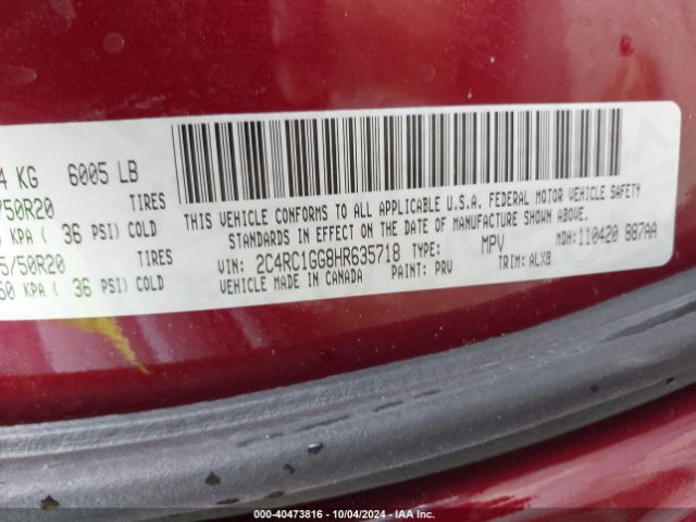 2C4RC1GG8HR635718 Chrysler Pacifica Limited