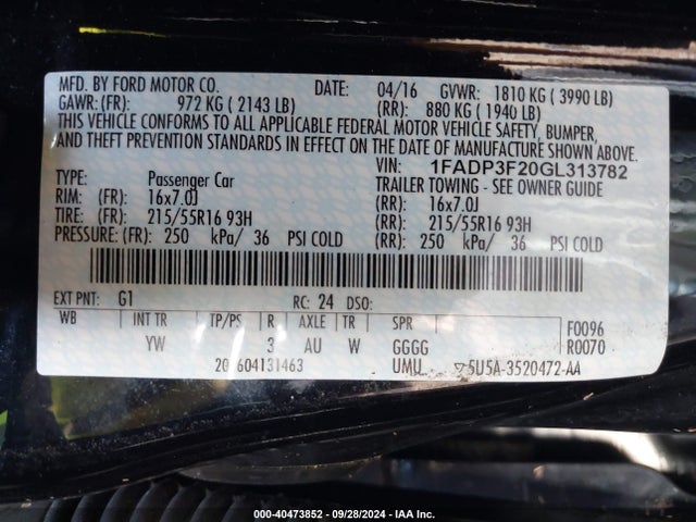 Ford FOCUS SE 2016 1FADP3F20GL313782 Image 9
