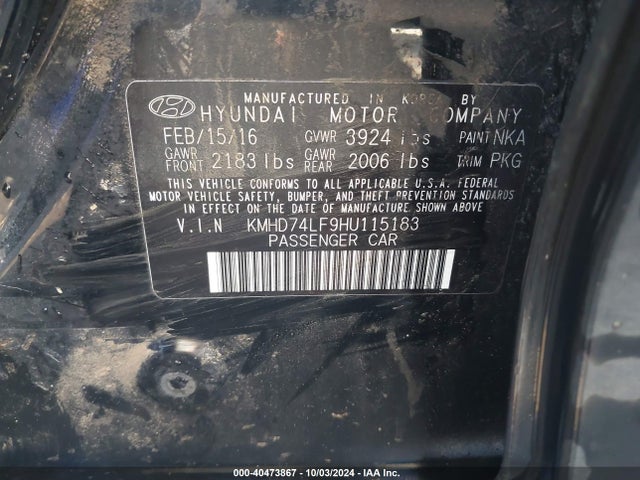 Hyundai ELANTRA SE 2017 KMHD74LF9HU115183 Image 9
