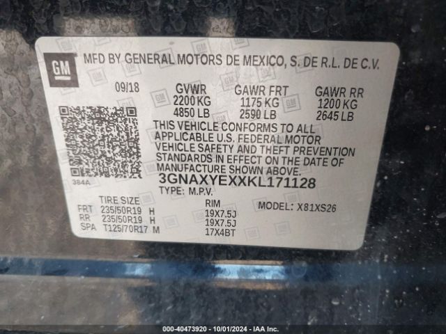 3GNAXYEXXKL171128 Chevrolet Equinox Premier