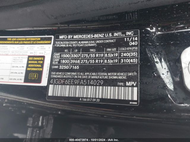 4JGDF6EE9FA514029 Mercedes-Benz Gl 450 4matic
