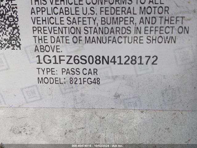 1G1FZ6S08N4128172 Chevrolet Bolt Euv Fwd Premier