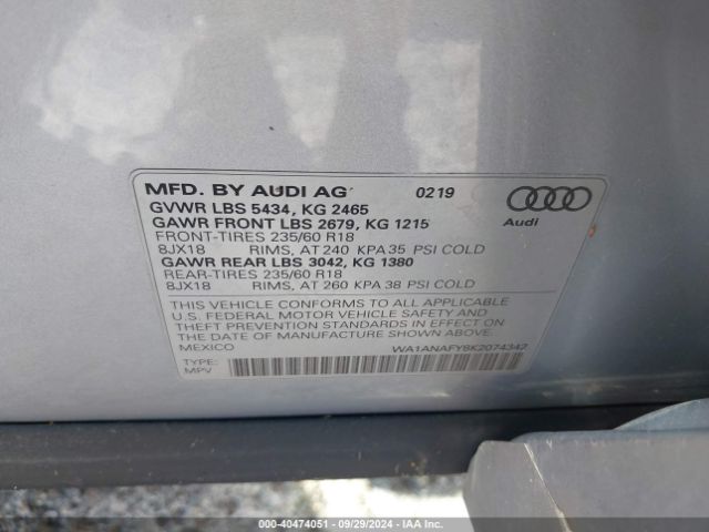 WA1ANAFY8K2074342 Audi Q5 45 Premium