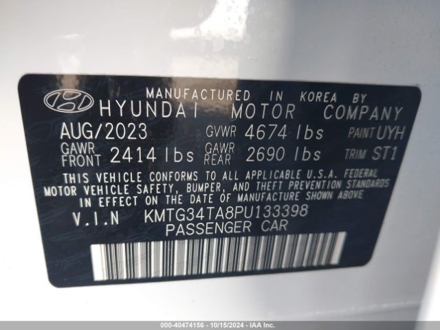 KMTG34TA8PU133398 Genesis G70 2.0t Rwd