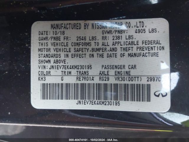 JN1EV7EK4KM230195 Infiniti Q60 3.0t Luxe