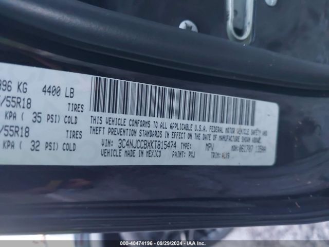 3C4NJCCBXKT815474 Jeep Compass Limited Fwd