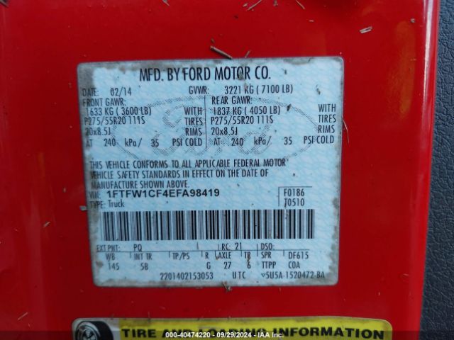 1FTFW1CF4EFA98419 Ford F-150 FX2