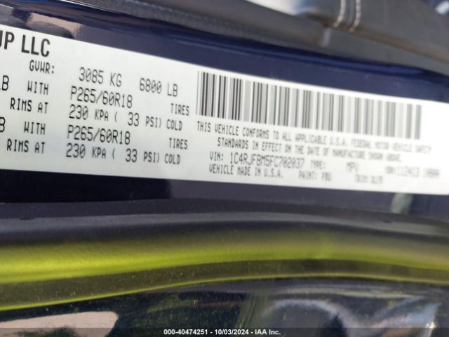 1C4RJFBM5FC702037 Jeep Grand Cherokee Limited