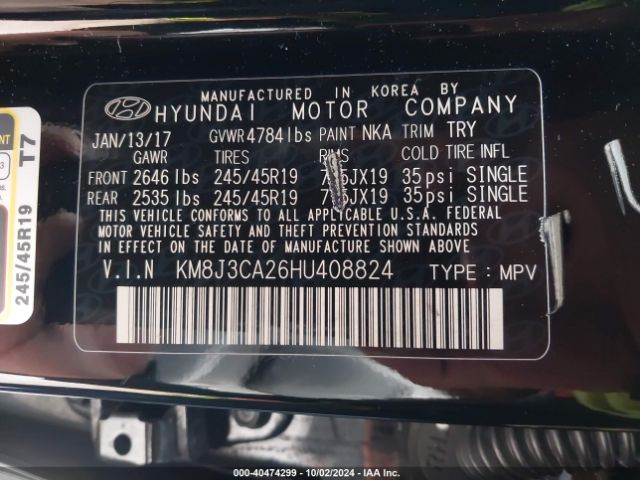 KM8J3CA26HU408824 Hyundai Tucson Sport