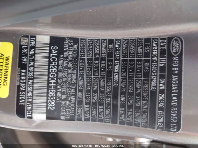 SALCR2BG0HH663292 Land Rover Discovery Sport Hse
