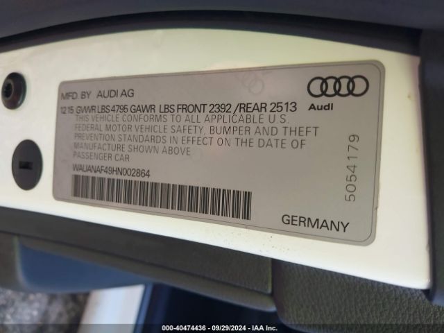 WAUANAF49HN002864 Audi A4 2.0t Premium