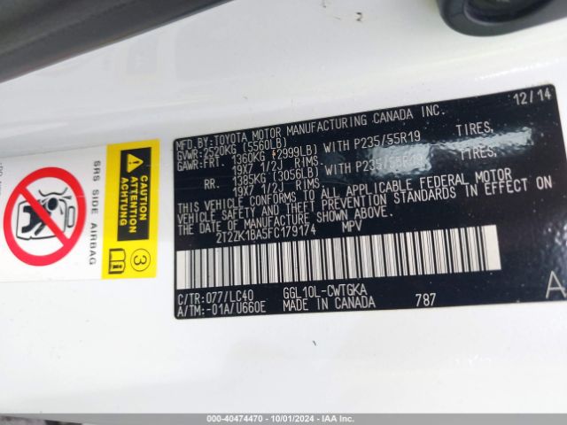 2T2ZK1BA5FC179174 Lexus RX 350