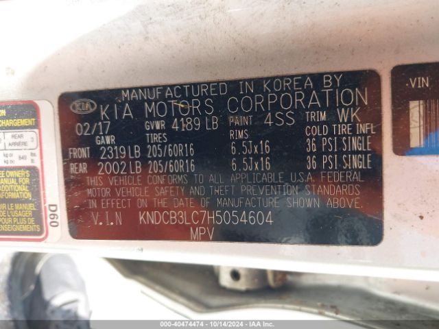 KNDCB3LC7H5054604 KIA NIRO LX