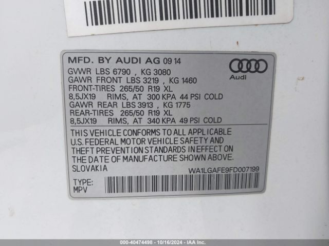 WA1LGAFE9FD007199 Audi Q7 3.0t Premium