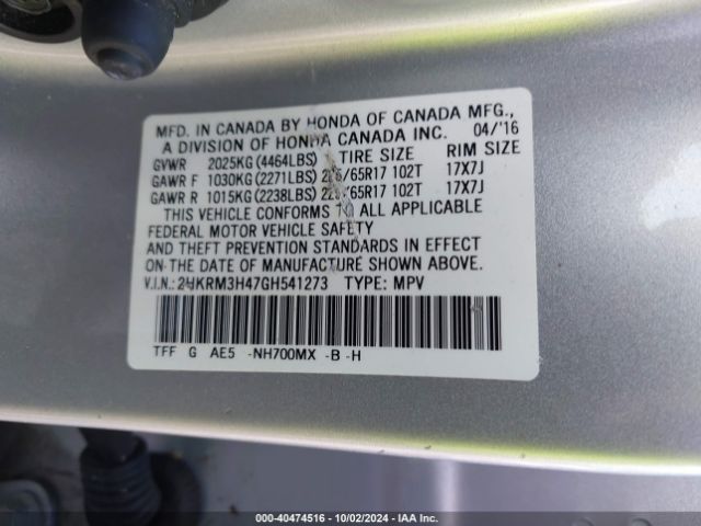 2HKRM3H47GH541273 Honda CR-V SE