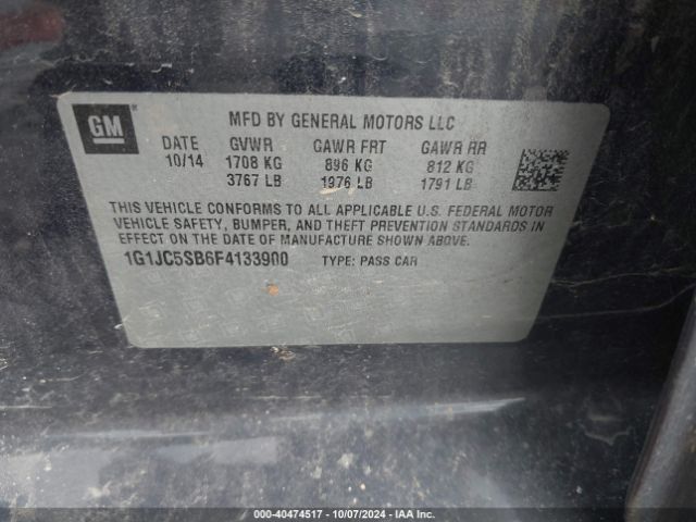 1G1JC5SB6F4133900 Chevrolet Sonic Lt Auto