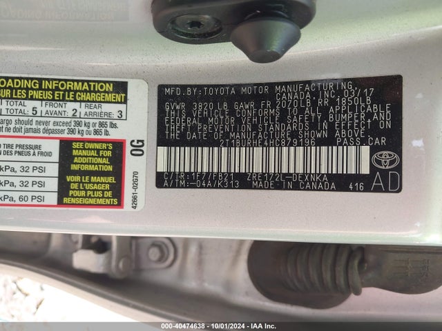 Toyota COROLLA LE 2017 2T1BURHE4HC879196 Image 9