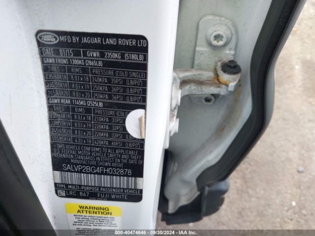 SALVP2BG4FH032878 Land Rover Range Rover Evoque Pure
