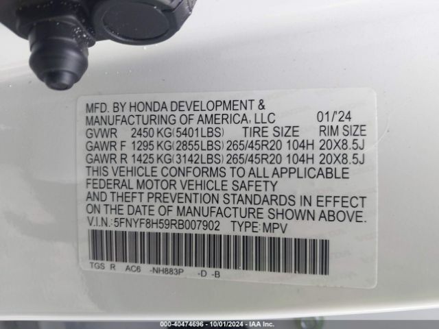5FNYF8H59RB007902 Honda Passport Awd Ex-l