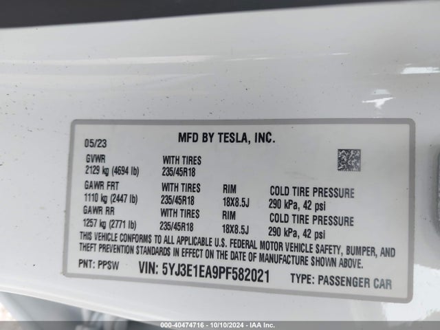 2023 TESLA MODEL 3 5YJ3E1EA9PF582021 Photo 8
