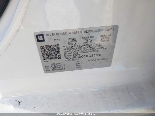 Chevrolet Silverado 1500 2lz 2018 3GCUKSEC0JG325528 Image 9