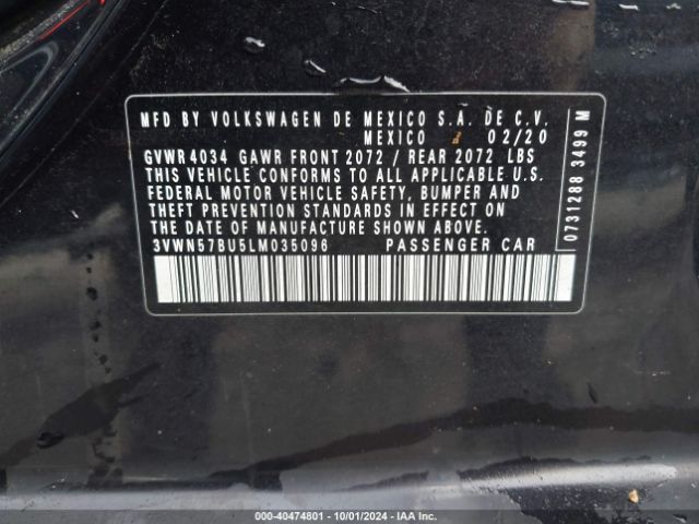 3VWN57BU5LM035096 Volkswagen Jetta 1.4t R-line/1.4t S