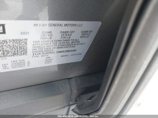 GMC Yukon 2wd Denali 2021 1GKS1DKL1MR286595 Image 9
