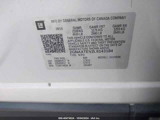 2GNAXTEV2L6143184 Chevrolet Equinox Awd 2fl
