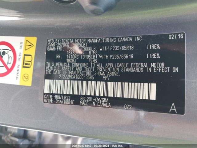 2T2ZZMCA1GC013585 Lexus RX 350