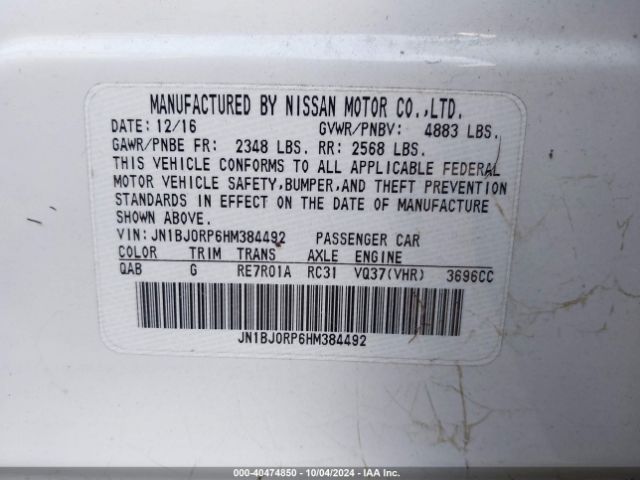 JN1BJ0RP6HM384492 Infiniti QX50