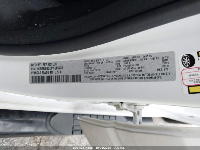 1C6RREBG0PN585736 RAM 1500 Big Horn  4x2 6'4 Box