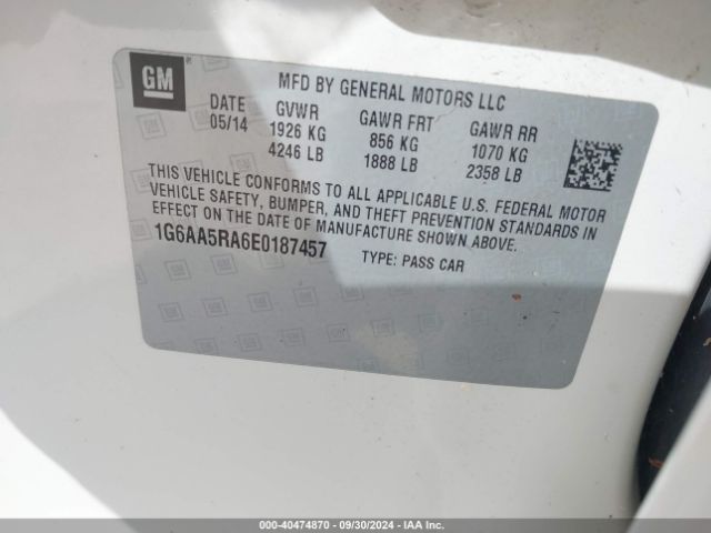 1G6AA5RA6E0187457 Cadillac Ats Standard