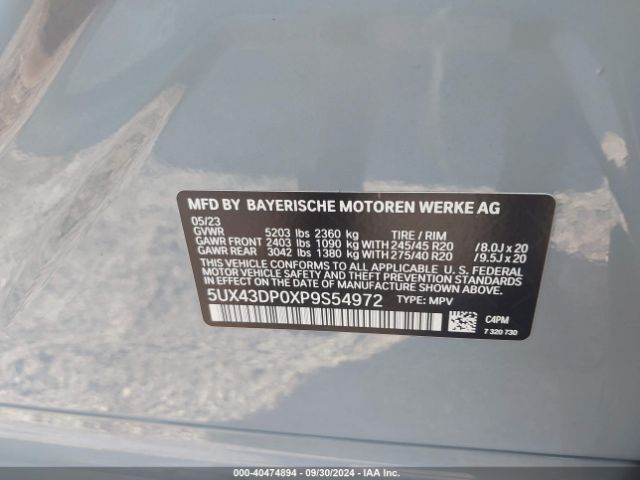 5UX43DP0XP9S54972 BMW X3 Sdrive30i