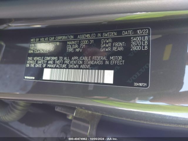 YV4L12RK6R1822218 Volvo Xc60 B5 Core Dark Theme