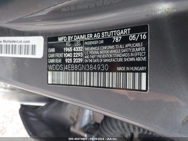 Mercedes-Benz CLA 250 2016 WDDSJ4EB8GN384930 Image 9