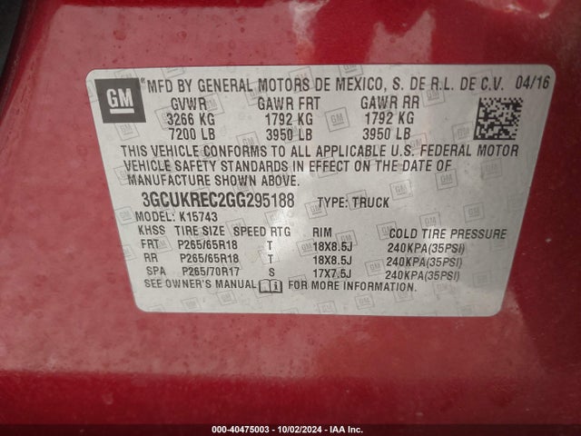 Chevrolet Silverado 1500 2lt 2016 3GCUKREC2GG295188 Image 9