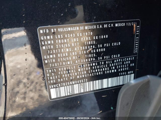 3VVCX7B25NM049572 Volkswagen Taos 1.5t S
